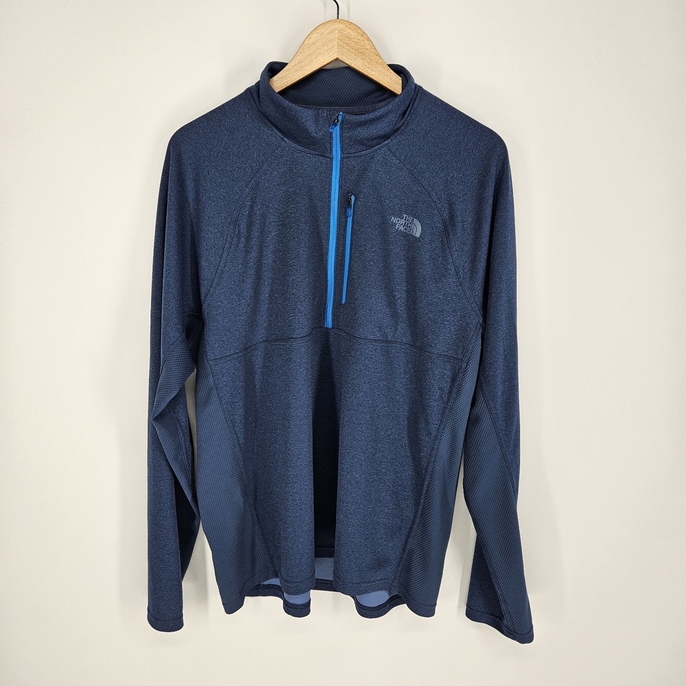 The North Face Mens 1/4 1/2 Zip Shirt Top Long Sleeve Jacket Flash Dry‎ Blue XL